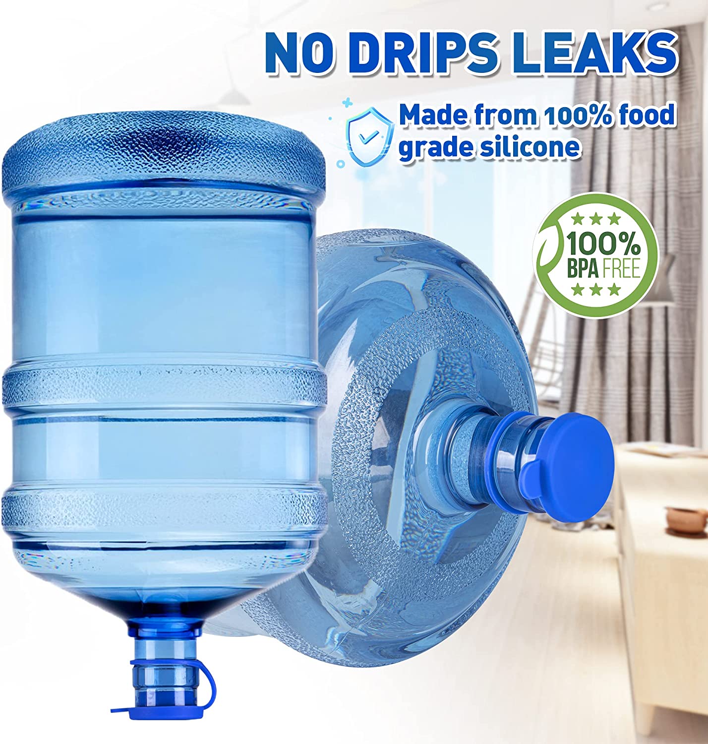 5 Gallon Water Jug Bottle Caps Reusable Durable Silicone No-Spill Jug Lid for 55mm Bottles