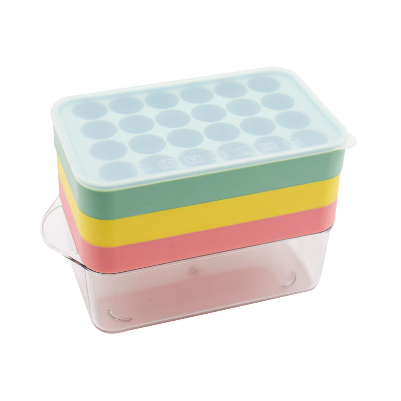 caja de bandeja de cubitos de hielo de silicona y tapa y contenedor