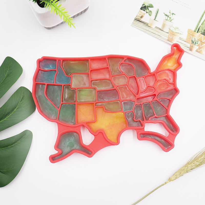 Mini fabricante de bolas de hielo de mapa americano, molde de silicona con forma de mapa de EE. UU. para cubitos de hielo, molde de silicona con forma de mapa de EE. UU.