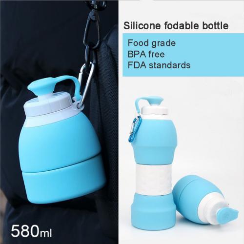 Botellas de agua plegables al aire libre personalizadas de 550 ml de silicona